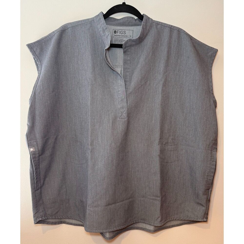 FIGS Medical Scrub Set Charcoal Gray V-Neck Top & Split Ankle Pants Size XL